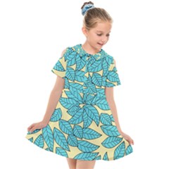 Leaves Dried Leaves Stamping Kids  Short Sleeve Shirt Dress