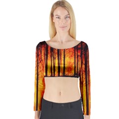 Forest Fire Forest Climate Change Long Sleeve Crop Top by Wegoenart