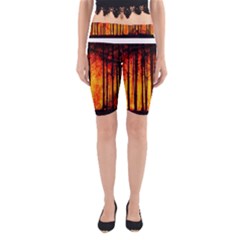 Forest Fire Forest Climate Change Yoga Cropped Leggings by Wegoenart