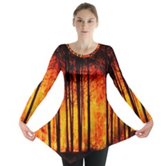 Forest Fire Forest Climate Change Long Sleeve Tunic  by Wegoenart