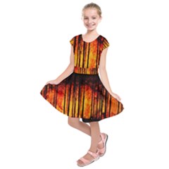 Forest Fire Forest Climate Change Kids  Short Sleeve Dress by Wegoenart