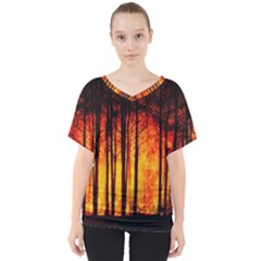 Forest Fire Forest Climate Change V-neck Dolman Drape Top by Wegoenart