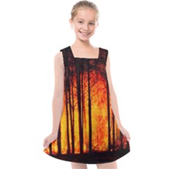 Forest Fire Forest Climate Change Kids  Cross Back Dress by Wegoenart