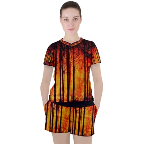 Forest Fire Forest Climate Change Women s Tee And Shorts Set by Wegoenart