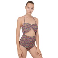 Colorful Background Colorful Backdrop Scallop Top Cut Out Swimsuit