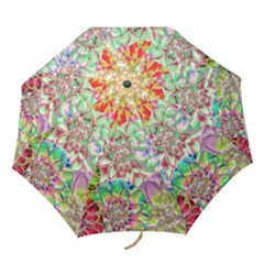 Dahlia Flower Colorful Art Collage Folding Umbrellas by Wegoenart