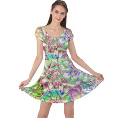 Dahlia Flower Colorful Art Collage Cap Sleeve Dress by Wegoenart