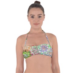 Dahlia Flower Colorful Art Collage Halter Bandeau Bikini Top by Wegoenart