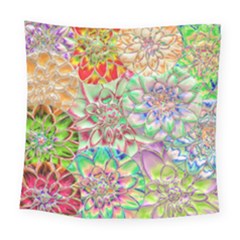 Dahlia Flower Colorful Art Collage Square Tapestry (large) by Wegoenart