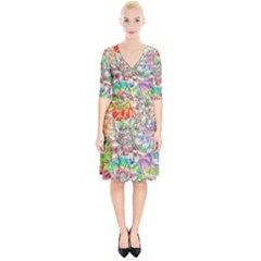 Dahlia Flower Colorful Art Collage Wrap Up Cocktail Dress by Wegoenart