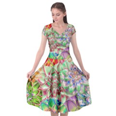 Dahlia Flower Colorful Art Collage Cap Sleeve Wrap Front Dress by Wegoenart