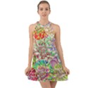 Dahlia Flower Colorful Art Collage Halter Tie Back Chiffon Dress View1