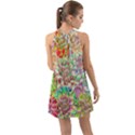 Dahlia Flower Colorful Art Collage Halter Tie Back Chiffon Dress View2