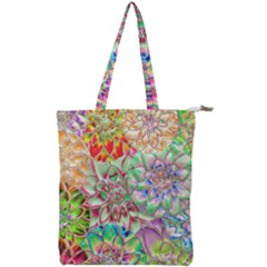 Dahlia Flower Colorful Art Collage Double Zip Up Tote Bag