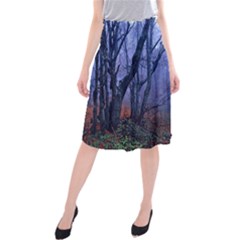 Beeches Autumn Foliage Forest Tree Midi Beach Skirt by Wegoenart