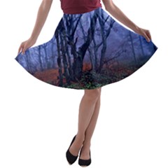 Beeches Autumn Foliage Forest Tree A-line Skater Skirt by Wegoenart