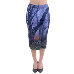 Beeches Autumn Foliage Forest Tree Midi Pencil Skirt by Wegoenart