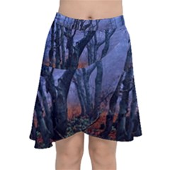 Beeches Autumn Foliage Forest Tree Chiffon Wrap Front Skirt by Wegoenart