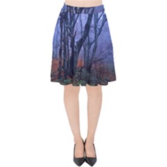 Beeches Autumn Foliage Forest Tree Velvet High Waist Skirt by Wegoenart