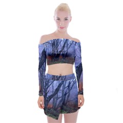 Beeches Autumn Foliage Forest Tree Off Shoulder Top With Mini Skirt Set by Wegoenart