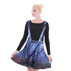 Beeches Autumn Foliage Forest Tree Suspender Skater Skirt by Wegoenart