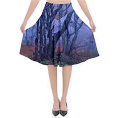 Beeches Autumn Foliage Forest Tree Flared Midi Skirt by Wegoenart