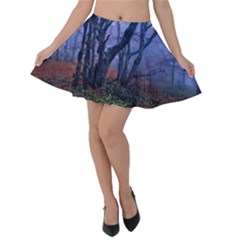 Beeches Autumn Foliage Forest Tree Velvet Skater Skirt by Wegoenart