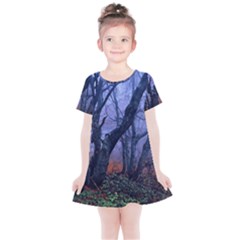 Beeches Autumn Foliage Forest Tree Kids  Simple Cotton Dress by Wegoenart