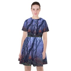 Beeches Autumn Foliage Forest Tree Sailor Dress by Wegoenart