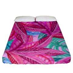 Leaves Tropical Reason Stamping Fitted Sheet (queen Size) by Wegoenart