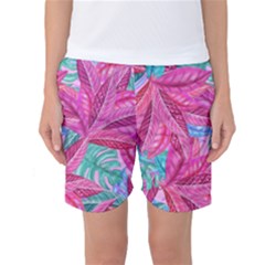 Leaves Tropical Reason Stamping Women s Basketball Shorts by Wegoenart