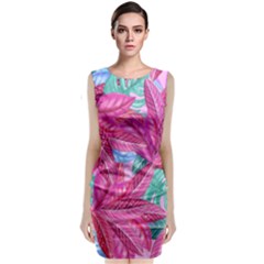 Leaves Tropical Reason Stamping Classic Sleeveless Midi Dress by Wegoenart