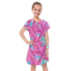 Leaves Tropical Reason Stamping Kids  Drop Waist Dress by Wegoenart