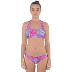 Leaves Tropical Reason Stamping Cross Back Hipster Bikini Set by Wegoenart