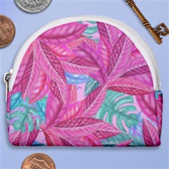 Leaves Tropical Reason Stamping Horseshoe Style Canvas Pouch