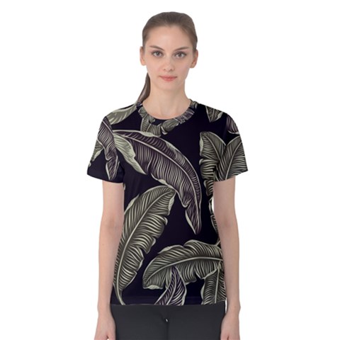 Jungle Leaves Tropical Pattern Women s Cotton Tee by Wegoenart