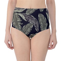 Jungle Leaves Tropical Pattern Classic High-waist Bikini Bottoms by Wegoenart