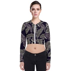 Jungle Leaves Tropical Pattern Zip Up Bomber Jacket by Wegoenart