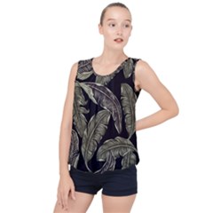 Jungle Leaves Tropical Pattern Bubble Hem Chiffon Tank Top