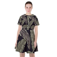 Jungle Leaves Tropical Pattern Sailor Dress by Wegoenart