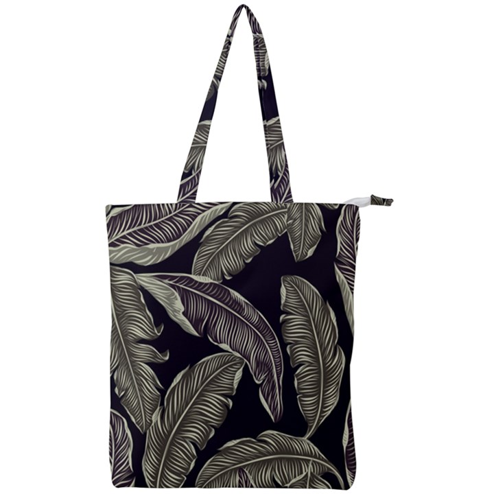 Jungle Leaves Tropical Pattern Double Zip Up Tote Bag