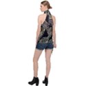 Jungle Leaves Tropical Pattern Halter Asymmetric Satin Top View2