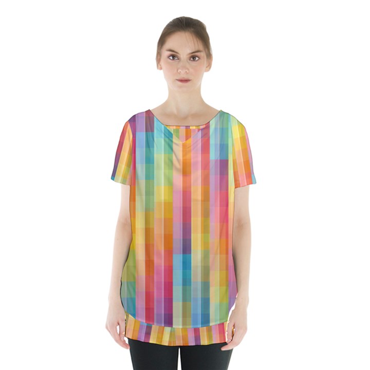 Pattern Background Colorful Abstract Skirt Hem Sports Top