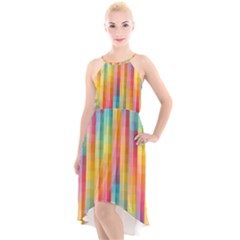 Pattern Background Colorful Abstract High-low Halter Chiffon Dress 