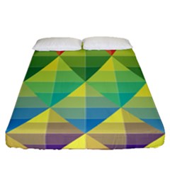 Background Colorful Geometric Fitted Sheet (queen Size) by Wegoenart