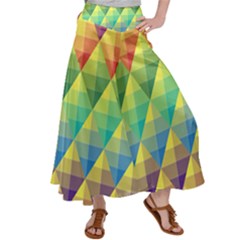 Background Colorful Geometric Satin Palazzo Pants