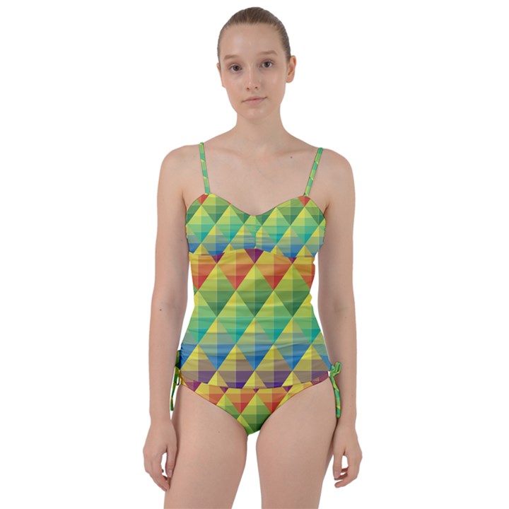 Background Colorful Geometric Sweetheart Tankini Set