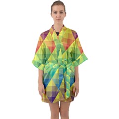 Background Colorful Geometric Quarter Sleeve Kimono Robe