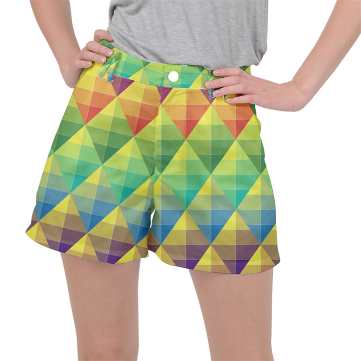 Background Colorful Geometric Stretch Ripstop Shorts