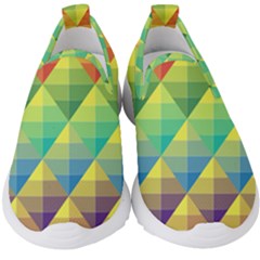 Background Colorful Geometric Kids  Slip On Sneakers by Wegoenart